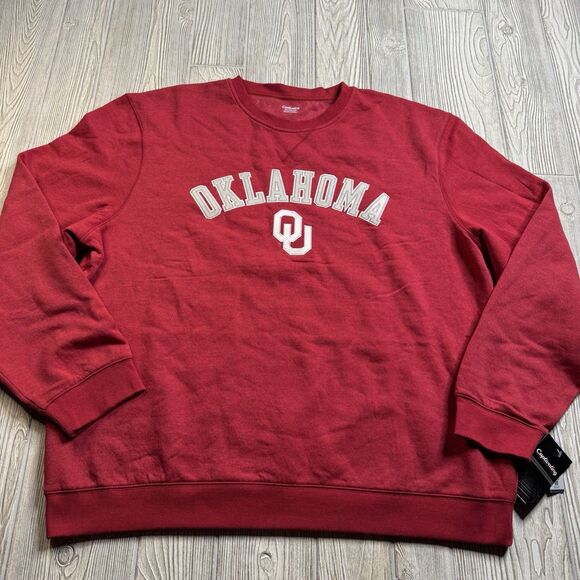 Oklahoma Sooners Crewneck Sweatshirt Men’s XXL Crimson Logo Spellout Captivating - Picture 1 of 9